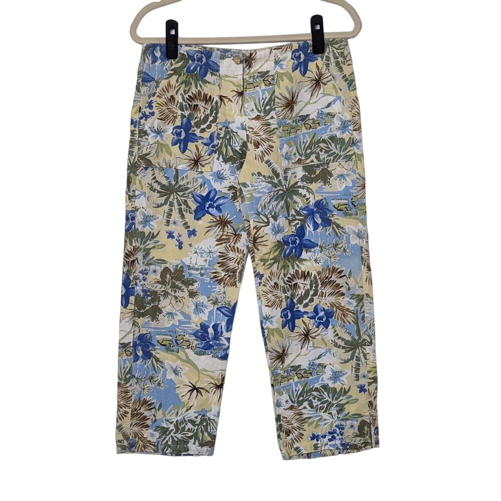 Vintage Rampage Hawaiian Print Cropped Pants Size 7/8 100% Cotton